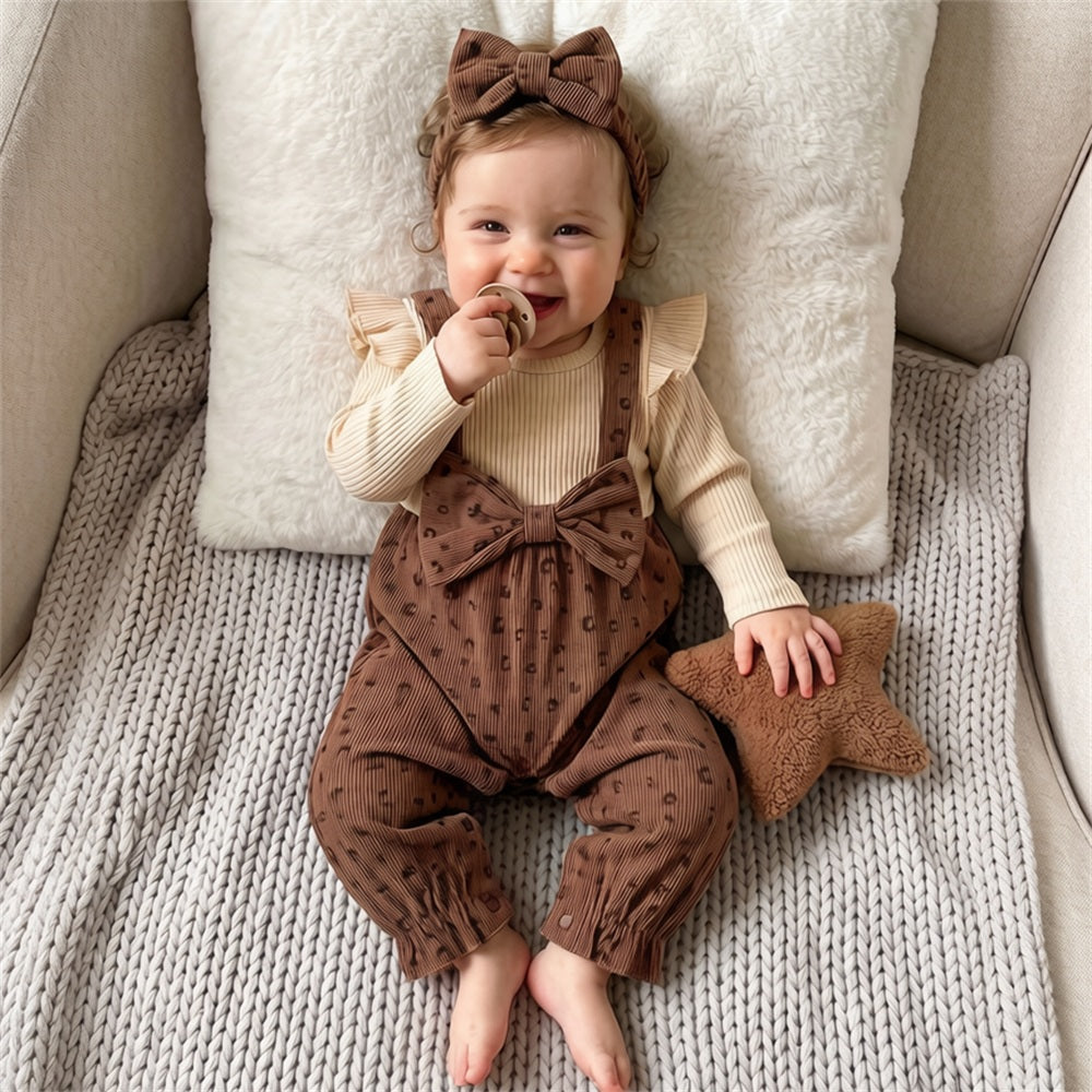 2PCS Classy Leopard Print Baby Girl Jumpsuit