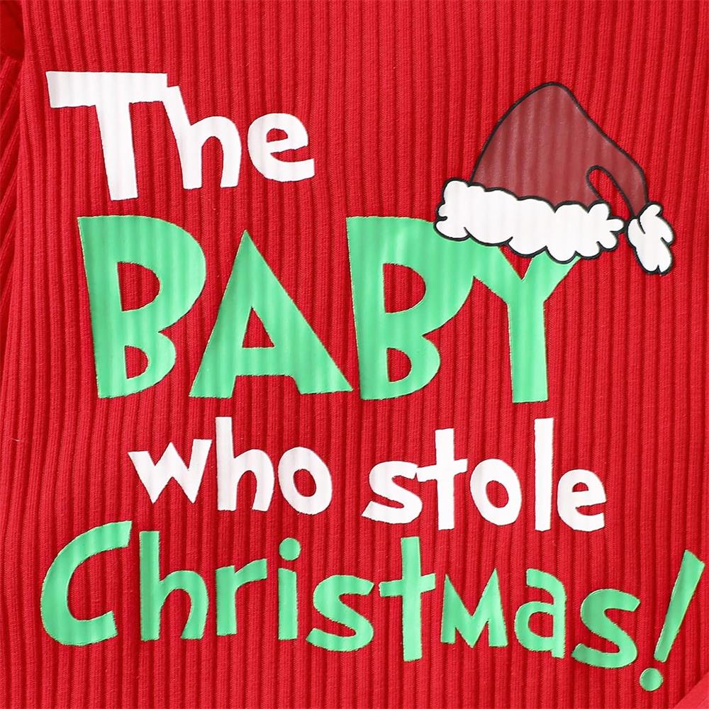 3PCS The Baby Who Stole Christmas Letter Santa Claus Printed Baby Set