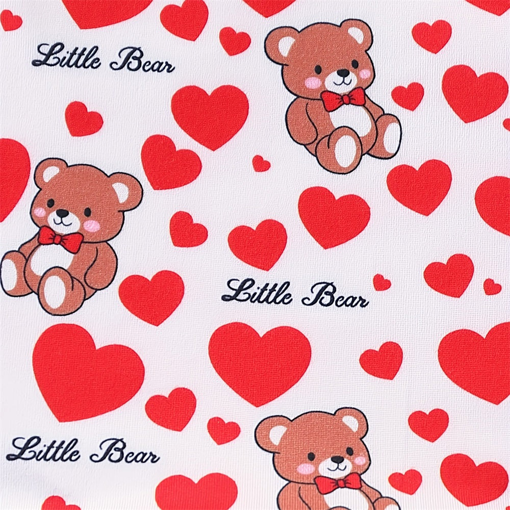 2PCS Little Bear Heart Print Long Sleeve Baby Jumpsuit