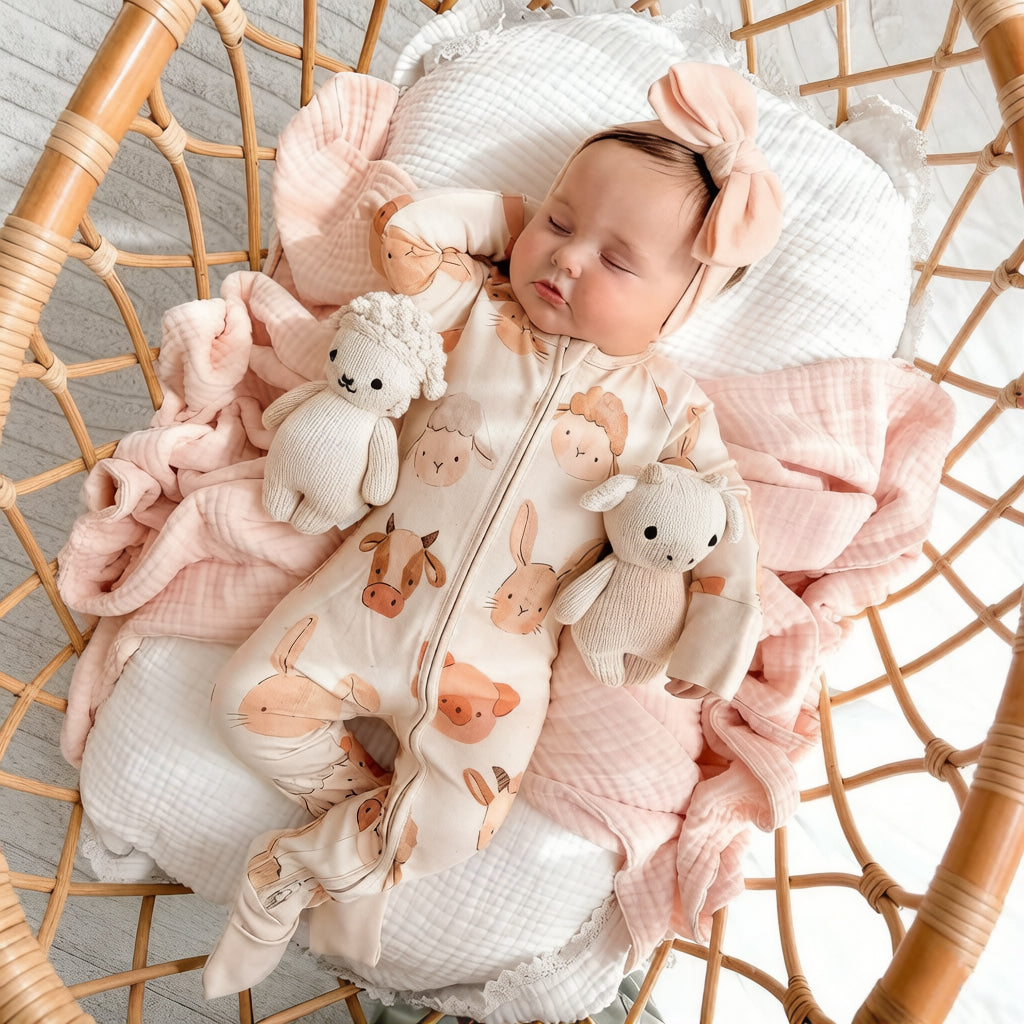 Adorable Animal Print Zipper Long Sleeve Baby Jumpsuit