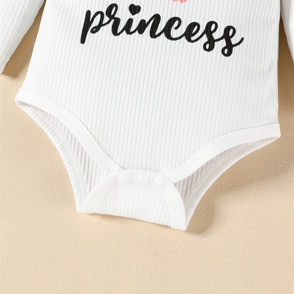 3PCS Daddy's Little Girl Letter Heart Print Long Sleeve Baby Set