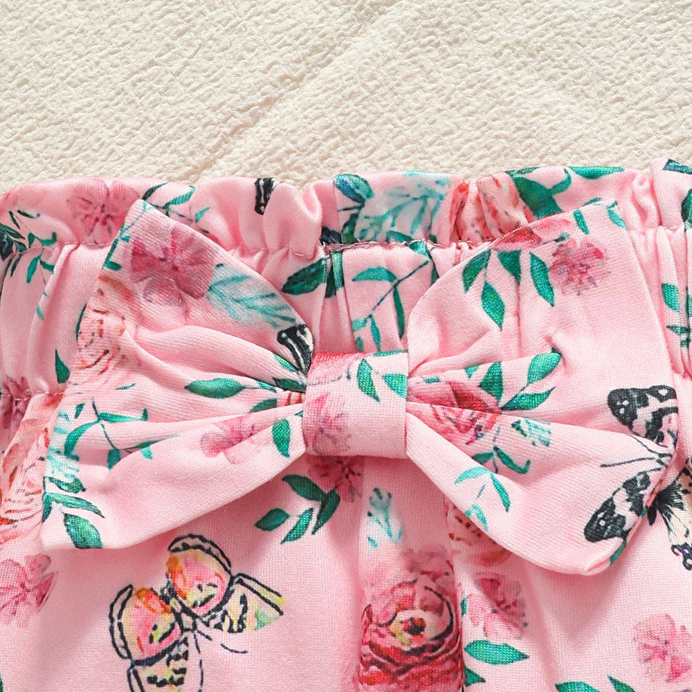 3PCS Charming The Princess Has Arrived Letter Floral Print Baby Set