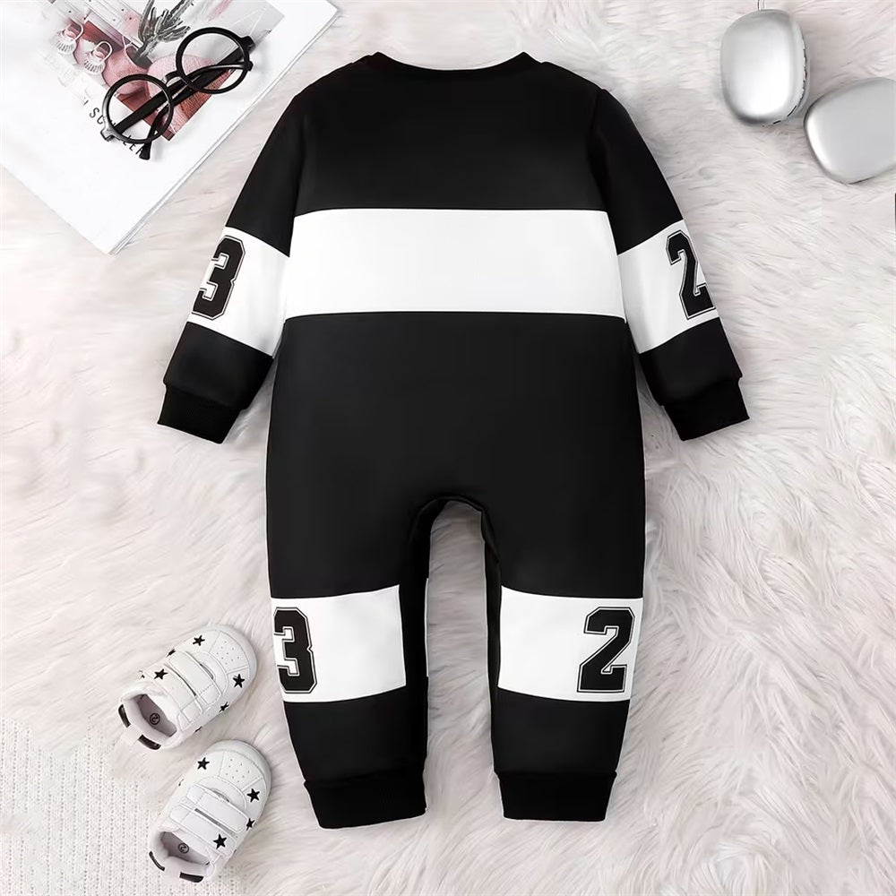 Cool Motorcycle Racing Print Long Sleeve Baby Jumpsuit