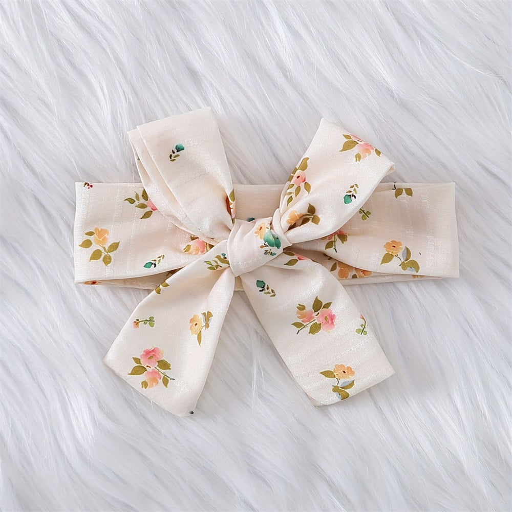 2PCS Allover Floral Printed Bowknot Baby Jumpsuit