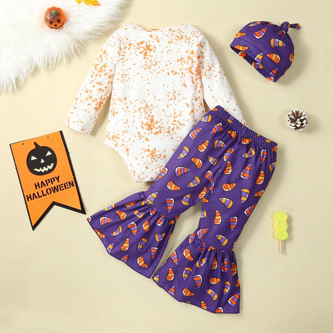 3PCS Totally Candy Wasted Letter Candy Printed Baby Set