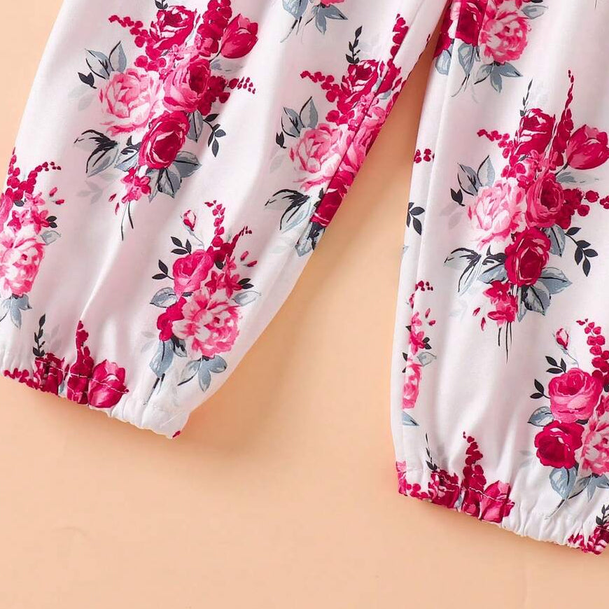 3PCS Mama‘s Bestie Letter Floral Print Short Sleeve Baby Set