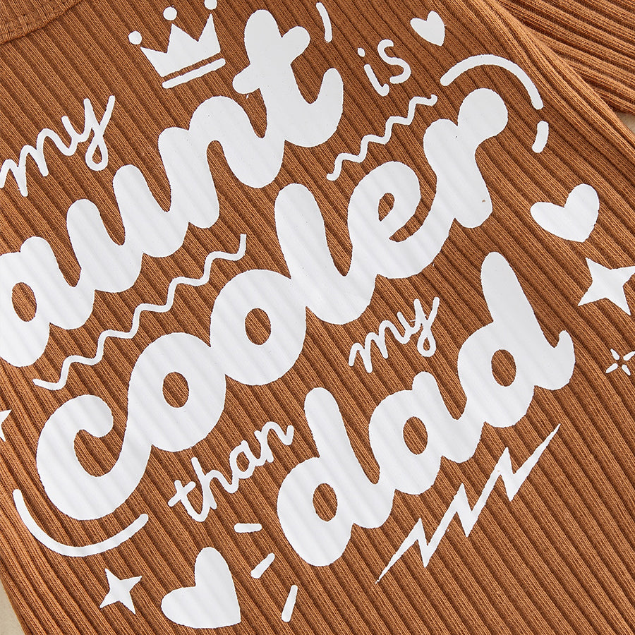 4PCS My Aunt Cooler Than My Dad Letter Floral Printed Baby Set