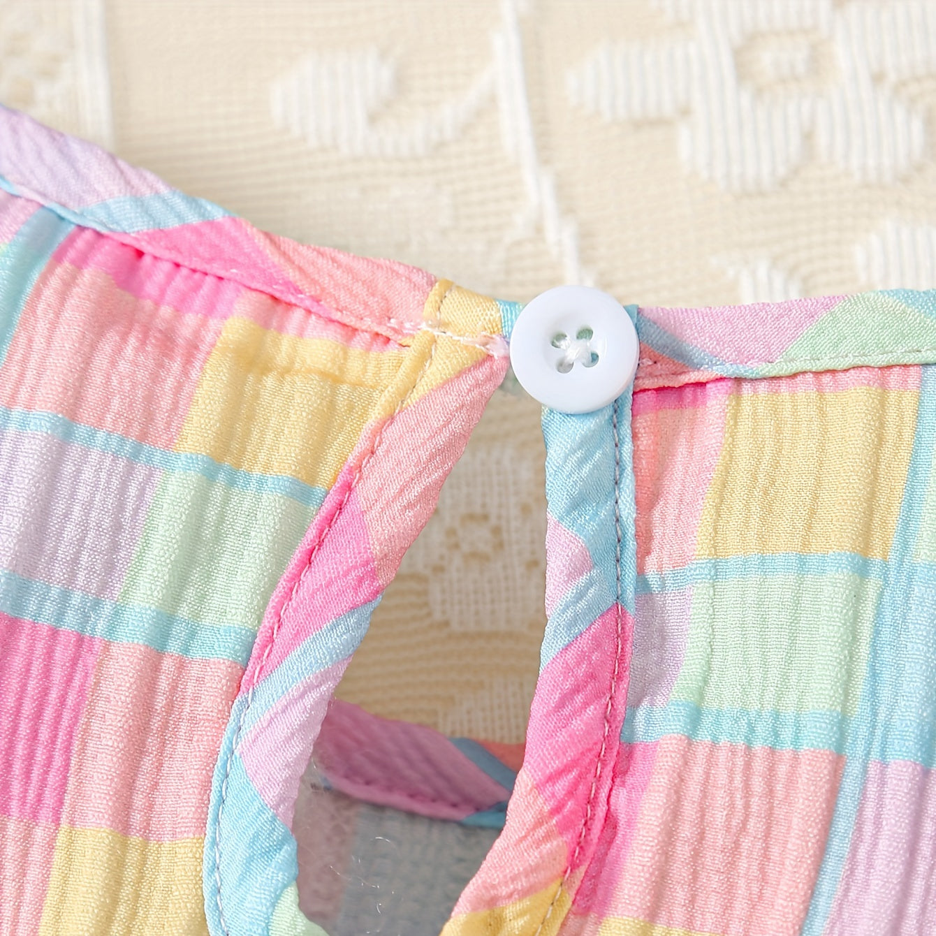 2PCS Pretty Plaid Printed Sleeveless Baby Jumpsuit