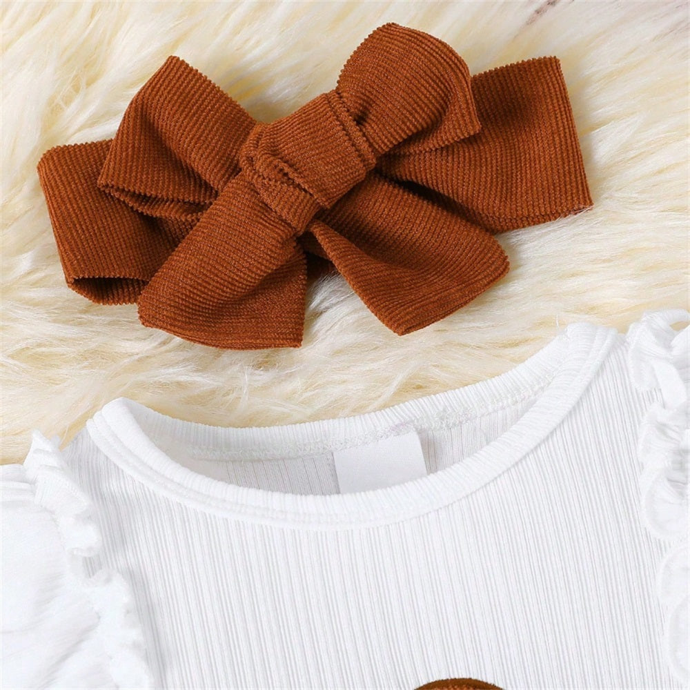 3PCS Cute Floral Print Long Sleeve Baby Set