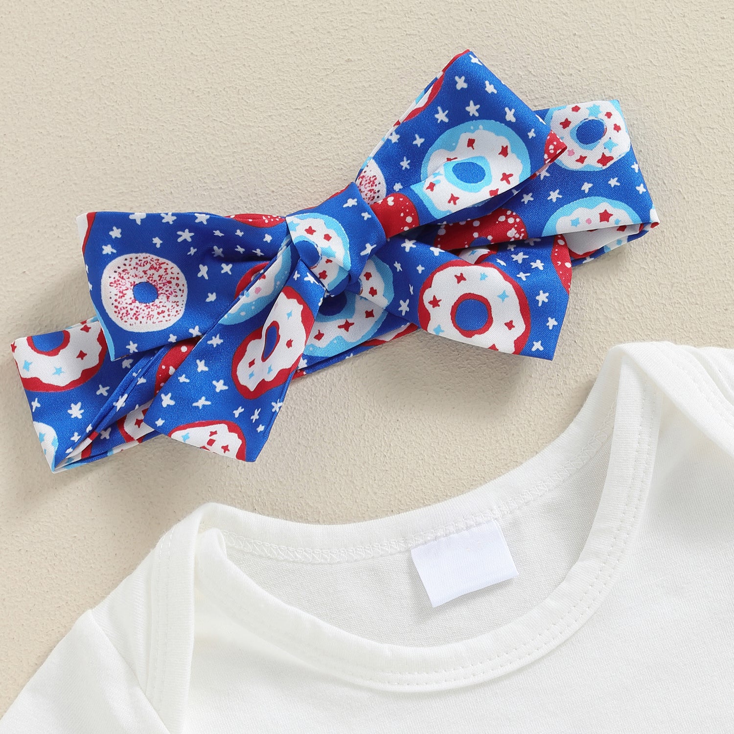3PCS My 1st Fourth of July Letter Donut Print Baby Set