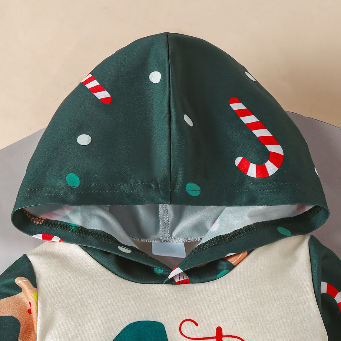 My 1st Christmas Letter Gingerbread Printed Hoodie Baby Jumpsuit
