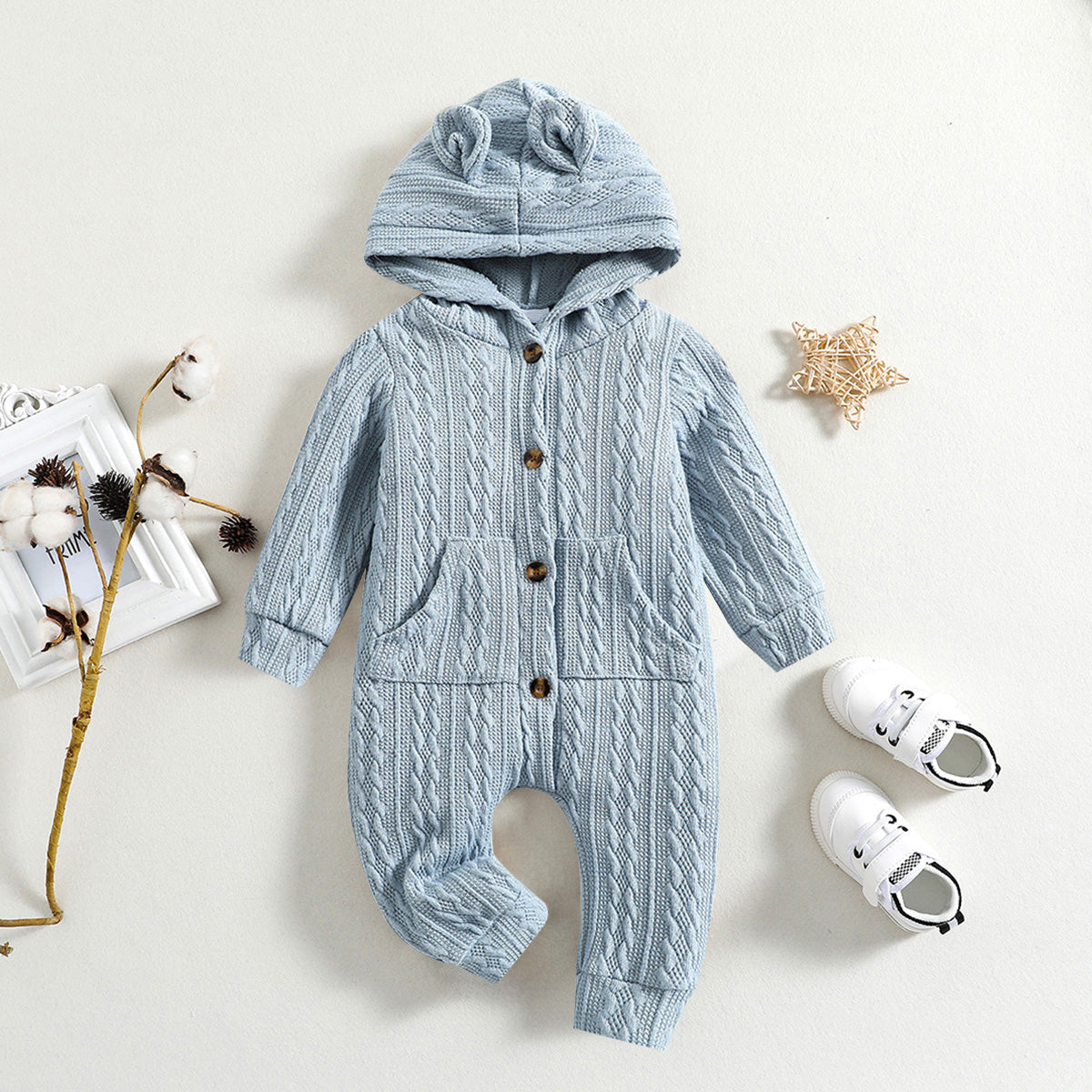 Lovely Solid Color Baby Long Sleeve Jumpsuit