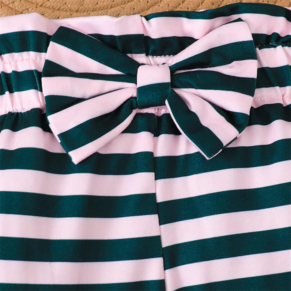4PCS Strawberry Print Striped Long Sleeve Baby Set