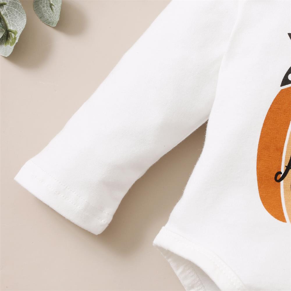 3PCS My First Halloween Letter Pumpkin Printed Plaid Baby Set