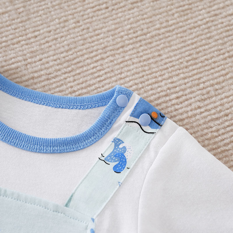 Cute Whale Printed Short Sleeve Baby Jumpsuit