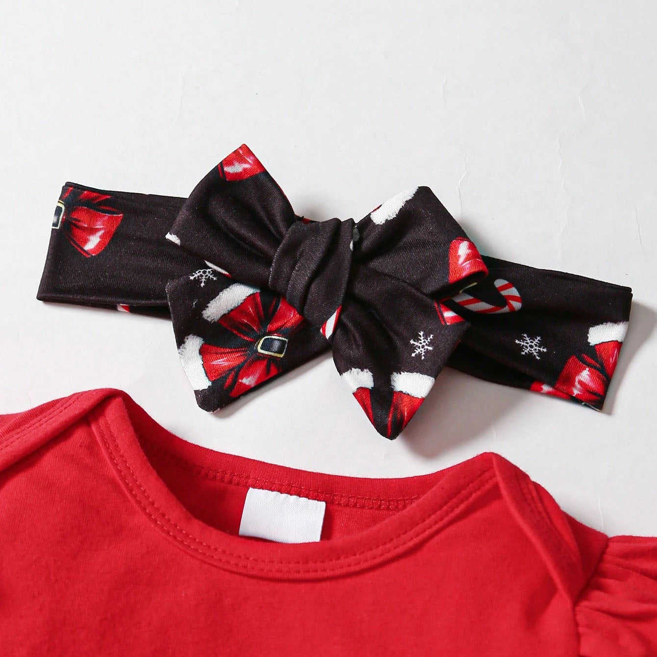 3PCS My First Christmas Letter Bow Print Baby Set