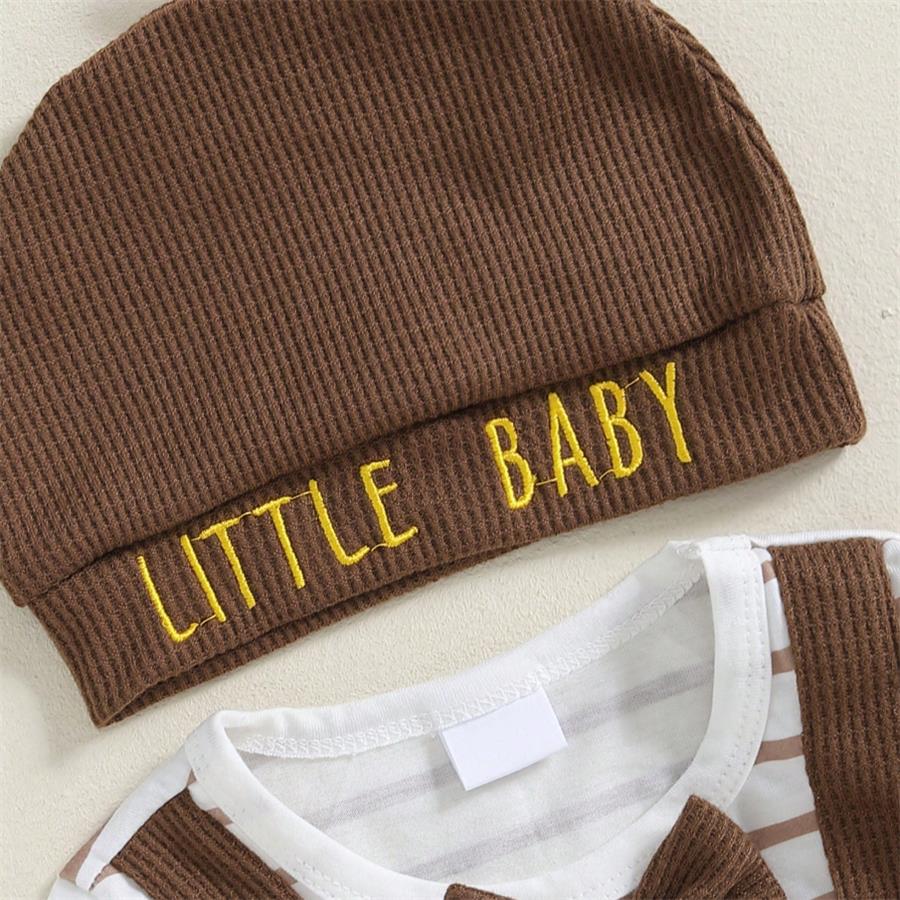 2PCS Cute Turkey Print Striped Long Sleeve Baby Jumpsuit