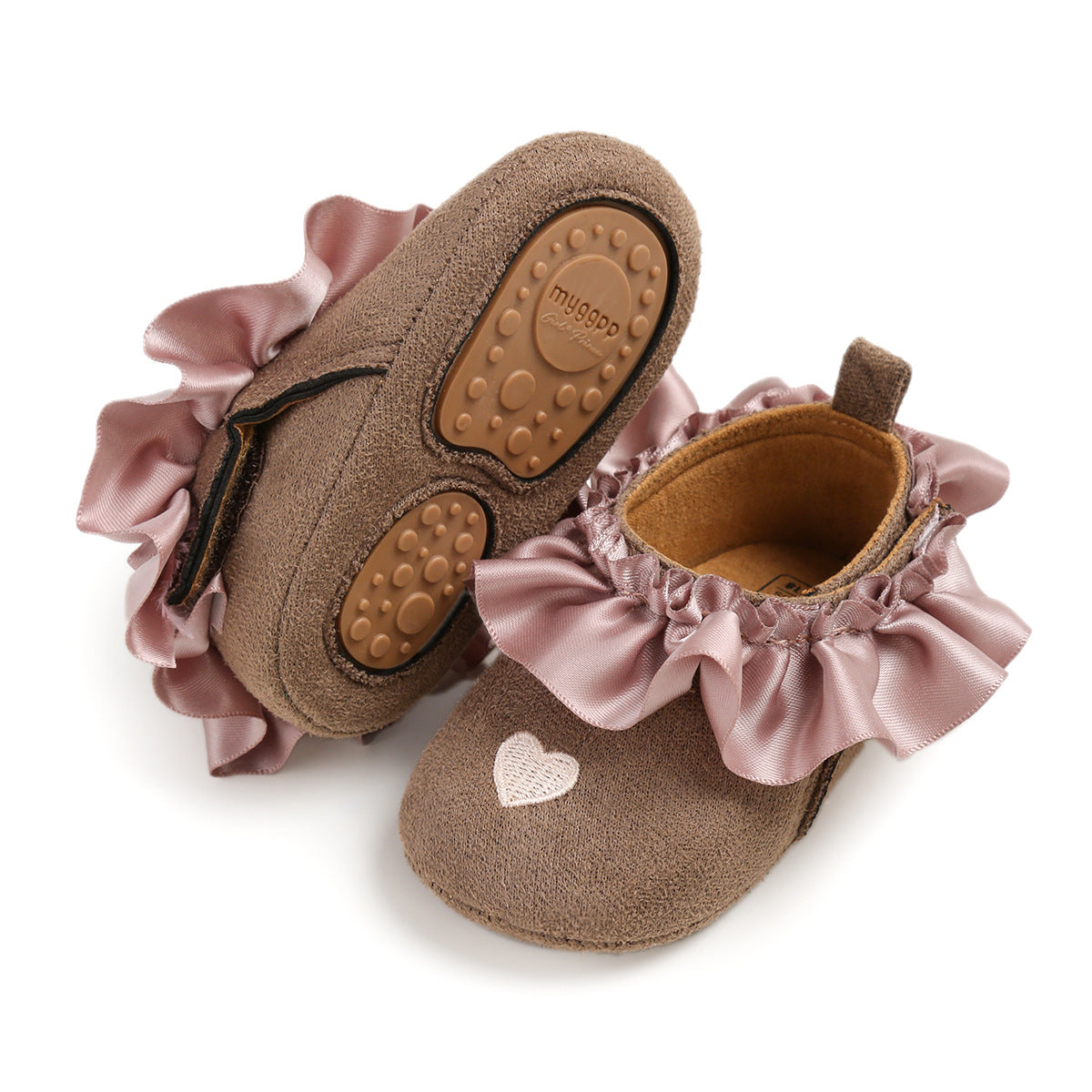 Heart Embroidery Anti Slip Soft Girls Baby Shoes