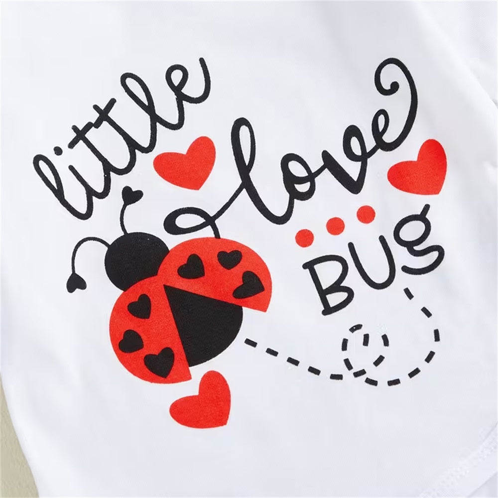 3PCS Little Love BUG Letter Print Long Sleeve Baby Set