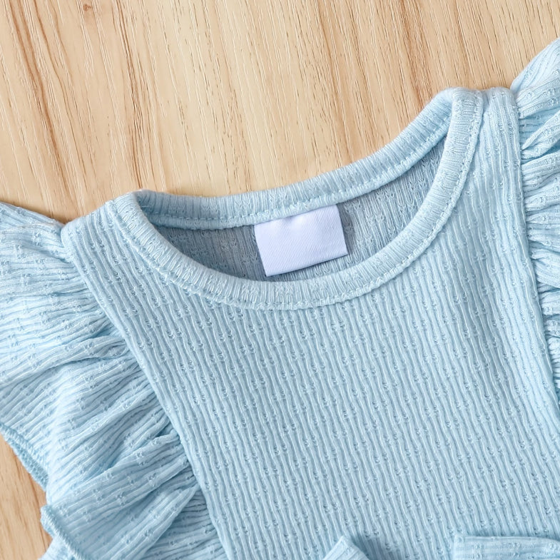 2PCS Lovely Floral Embroidery Sleeveless Baby Romper