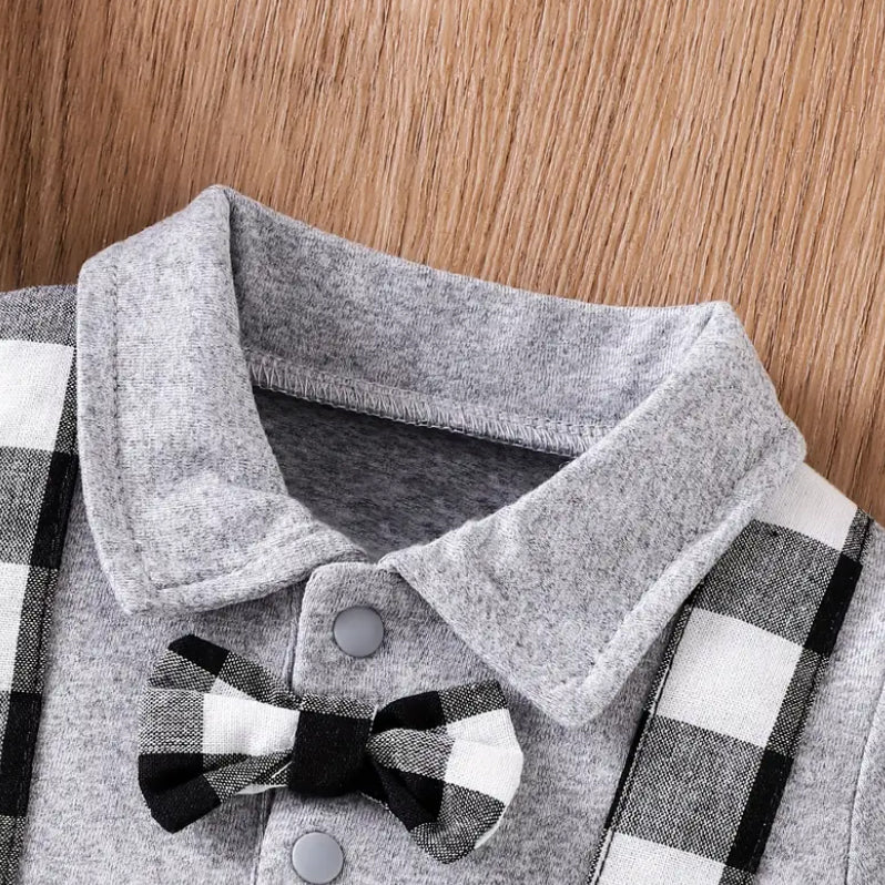2PCS Summer Plaid Printed Short Sleeve Baby Boy Set