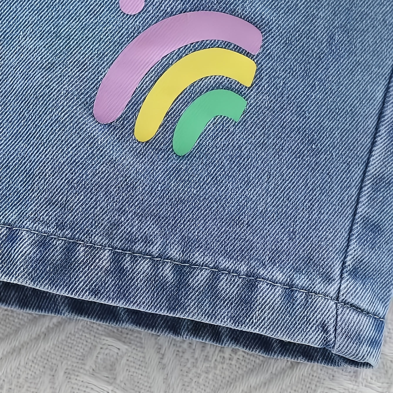 Cute Painted Iron-On Transfer Baby Denim Suspender Shorts