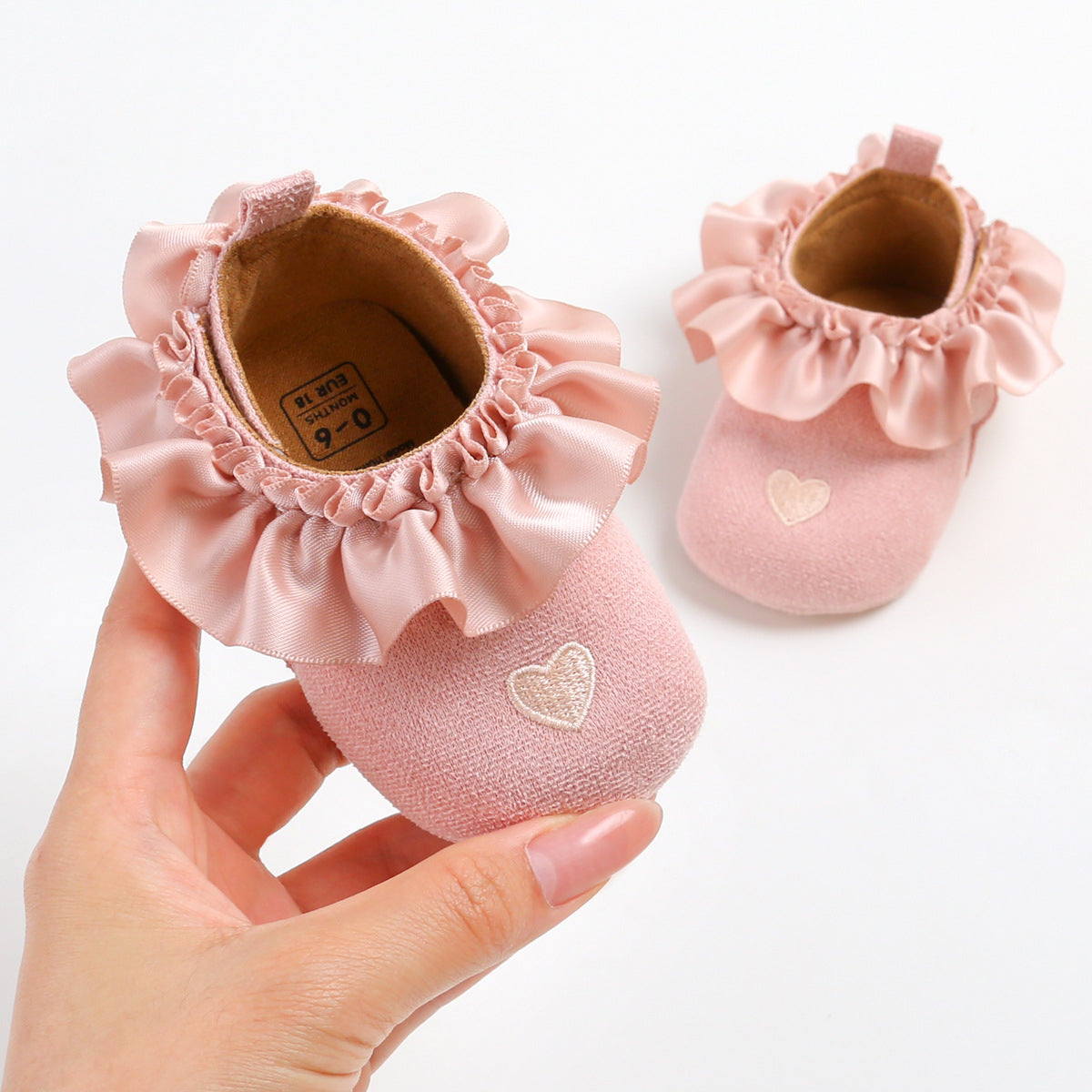Heart Embroidery Anti Slip Soft Girls Baby Shoes