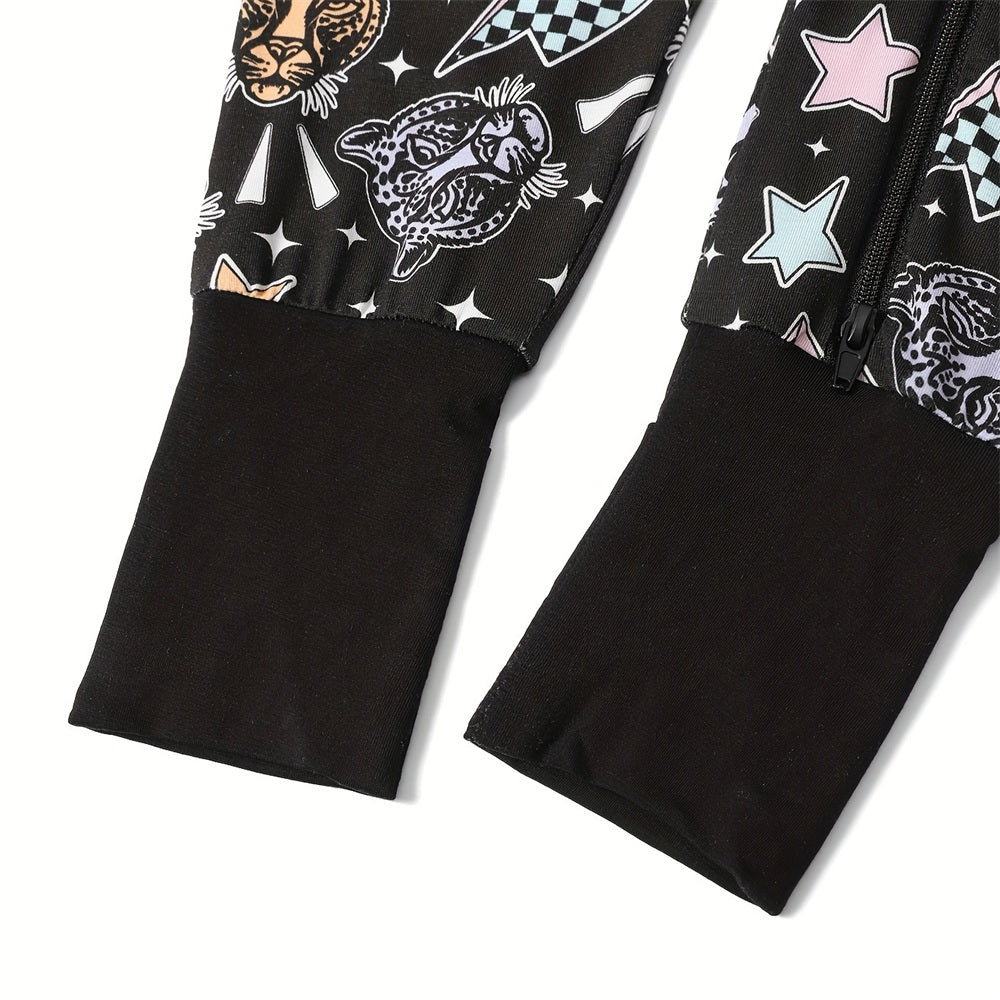 Cool Leopard Star Printed Long sleeve Baby Jumpsuit