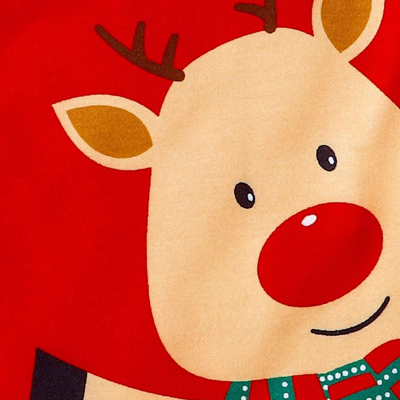 2PCS Christmas Elk Print Long Sleeve Baby Jumpsuit