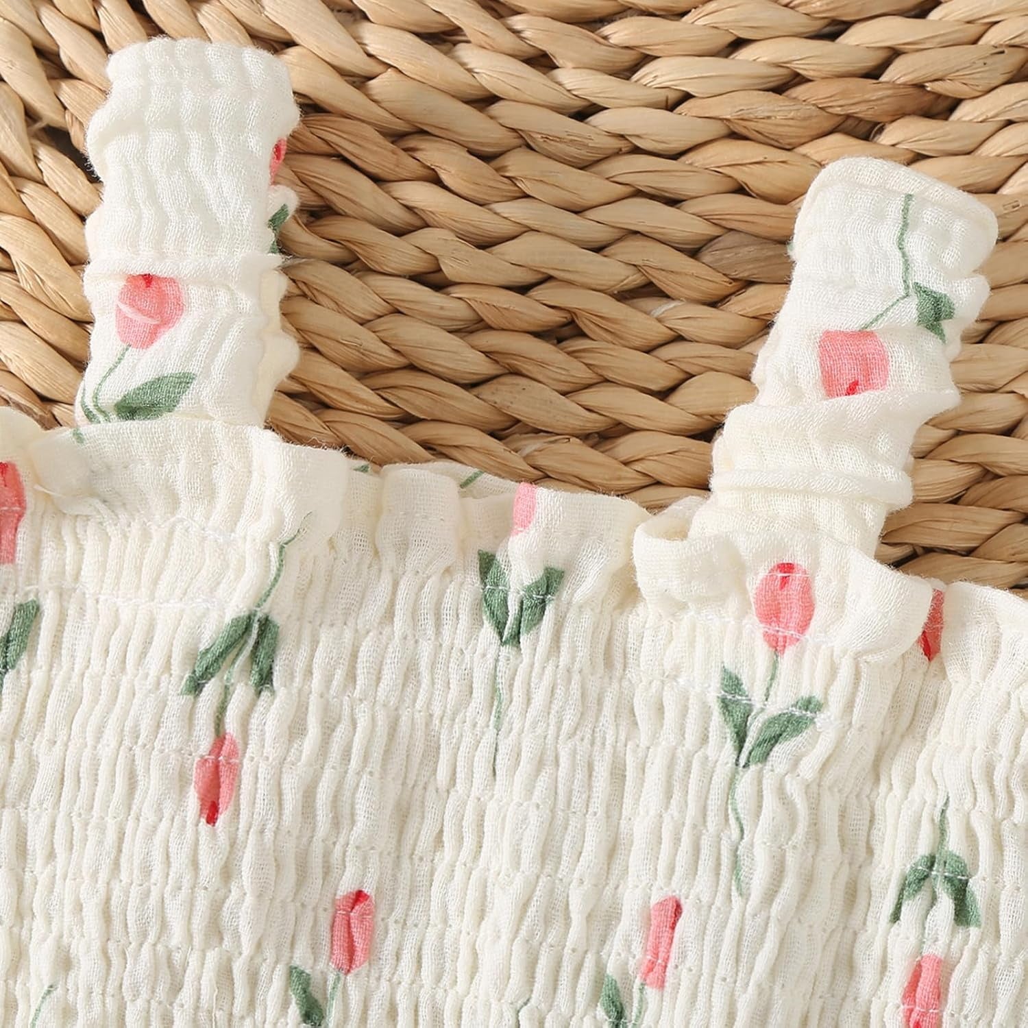 2PCS Charming Floral Printed Sleeveless Baby Romper