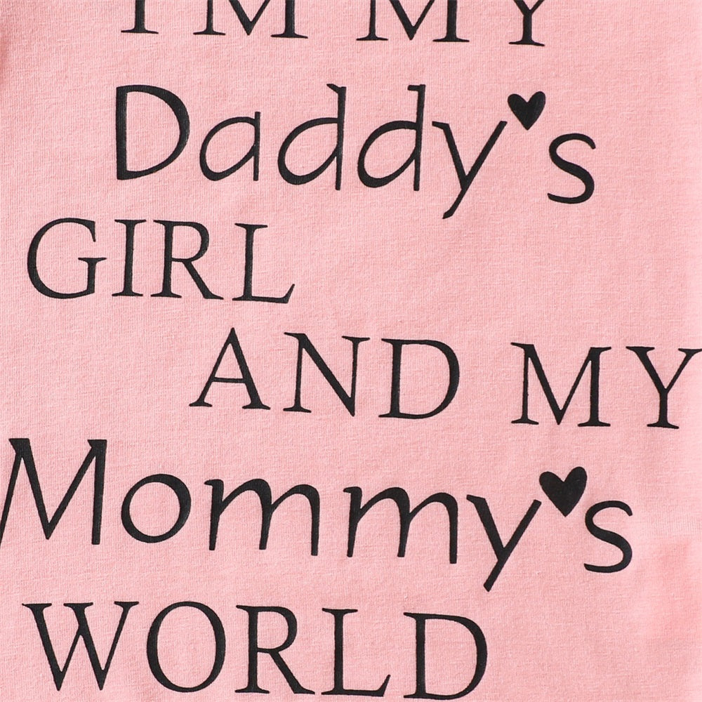 3PCS I'm My Daddy's Girl Letter Floral Print Long Sleeve Baby Set