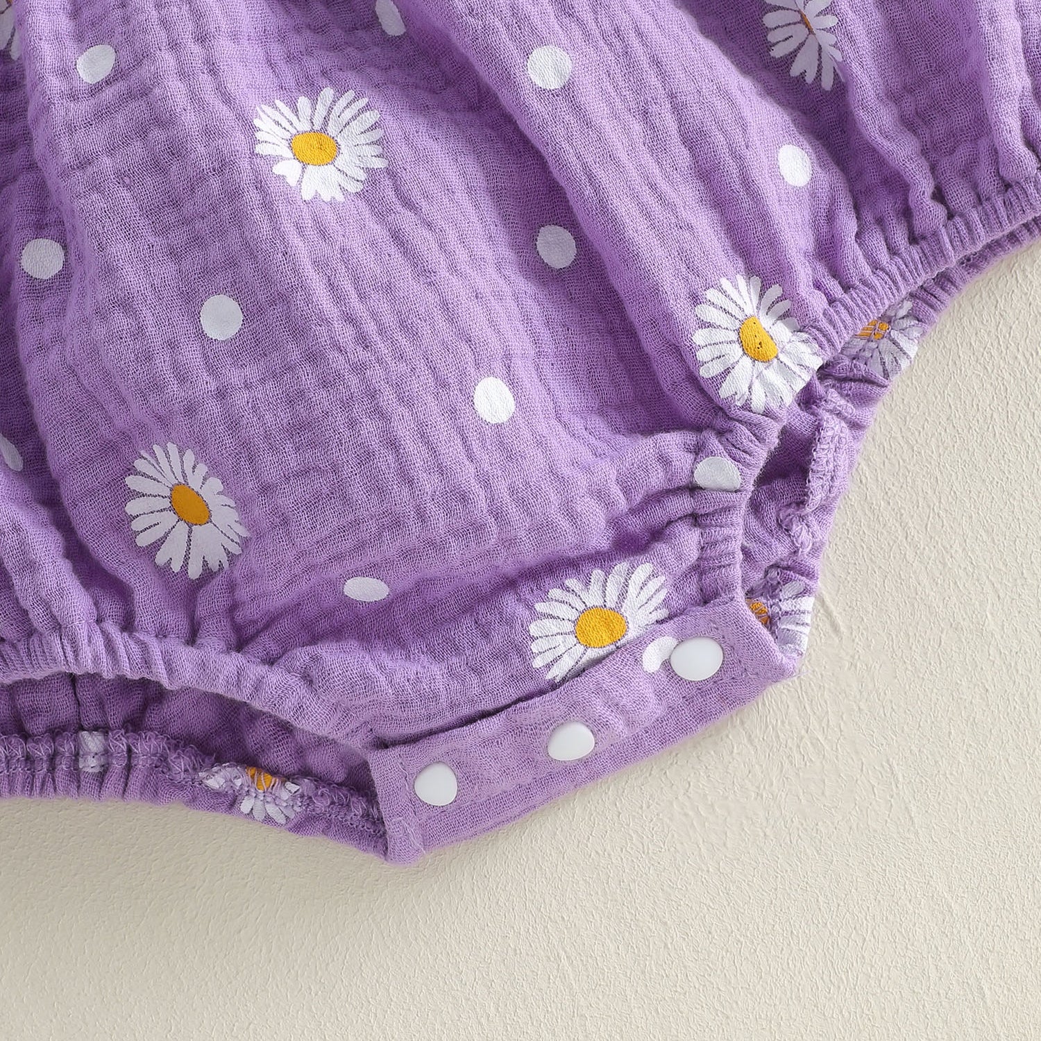 Dreamy Daisy Printed Eyelet Lace Short Sleeve Baby Romper