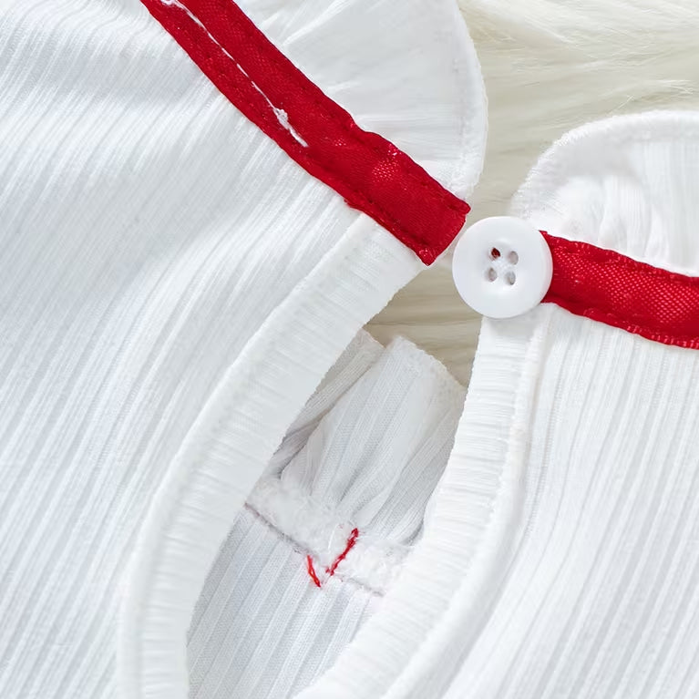 2PCS Christmas Bowknot Decor Long Sleeve Baby Velvet Romper