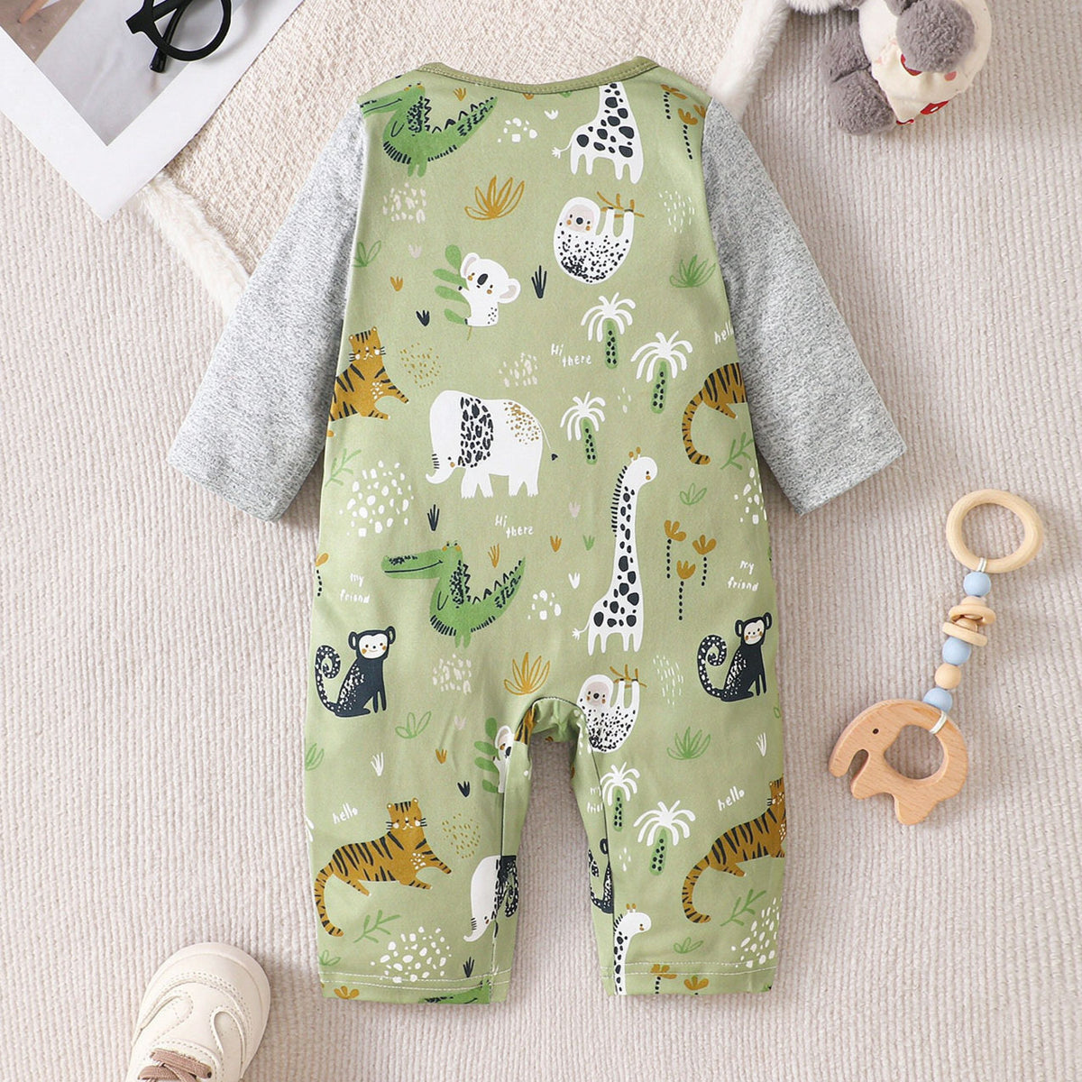 Casual Cute Koala Print Long Sleeve Baby Jumpsuit