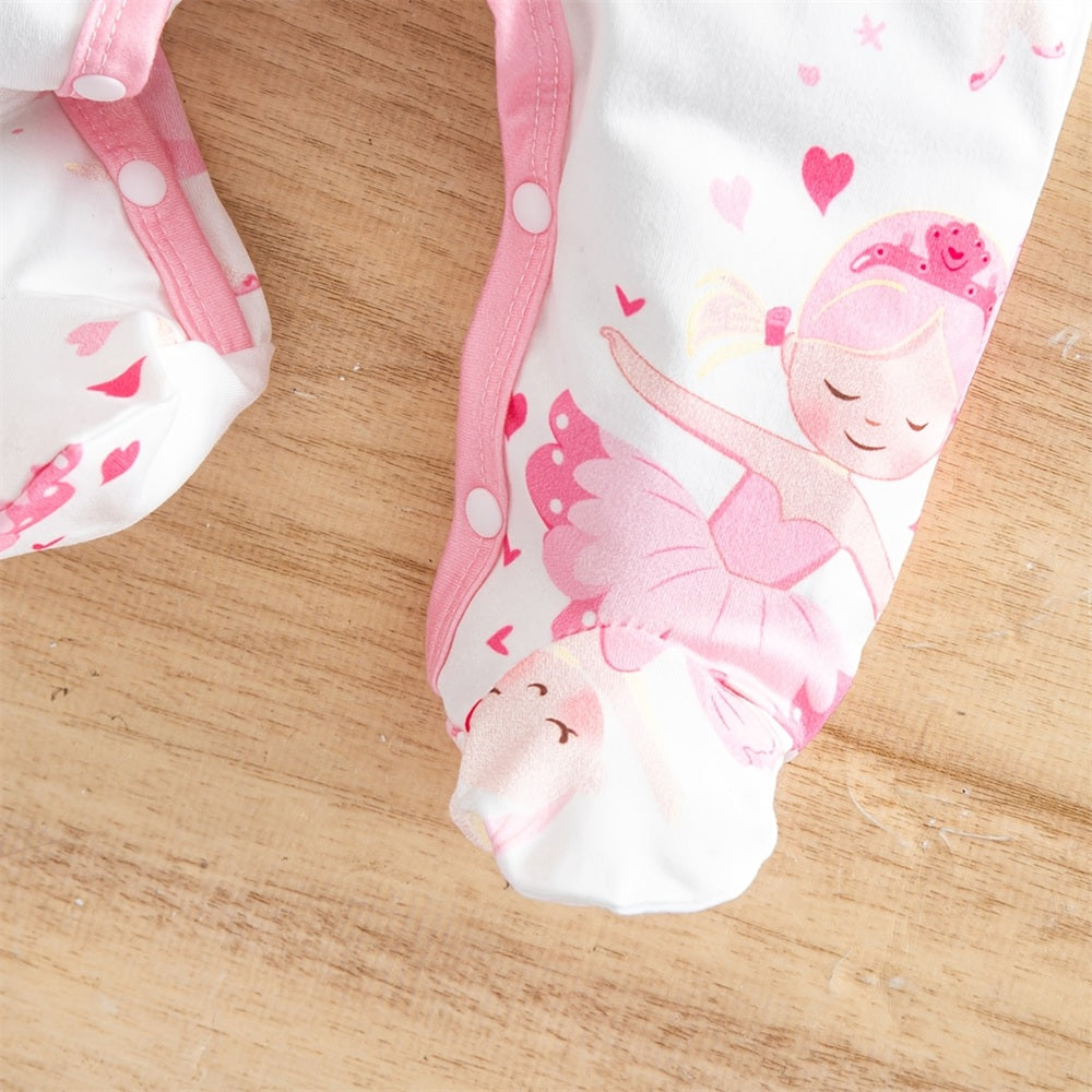 Lovely Ballet Girl Print Long Sleeve Baby Jumpsuit