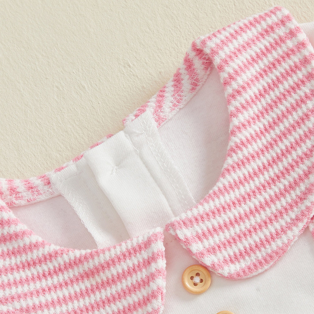 Graceful Stripe Print Long Sleeve Baby Girl Jumpsuit