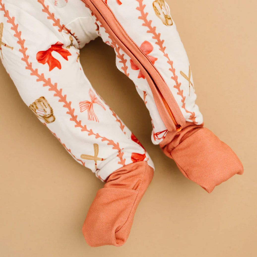 2PCS Refined Bow Print Long Sleeve Zipper Baby Jumpsuit