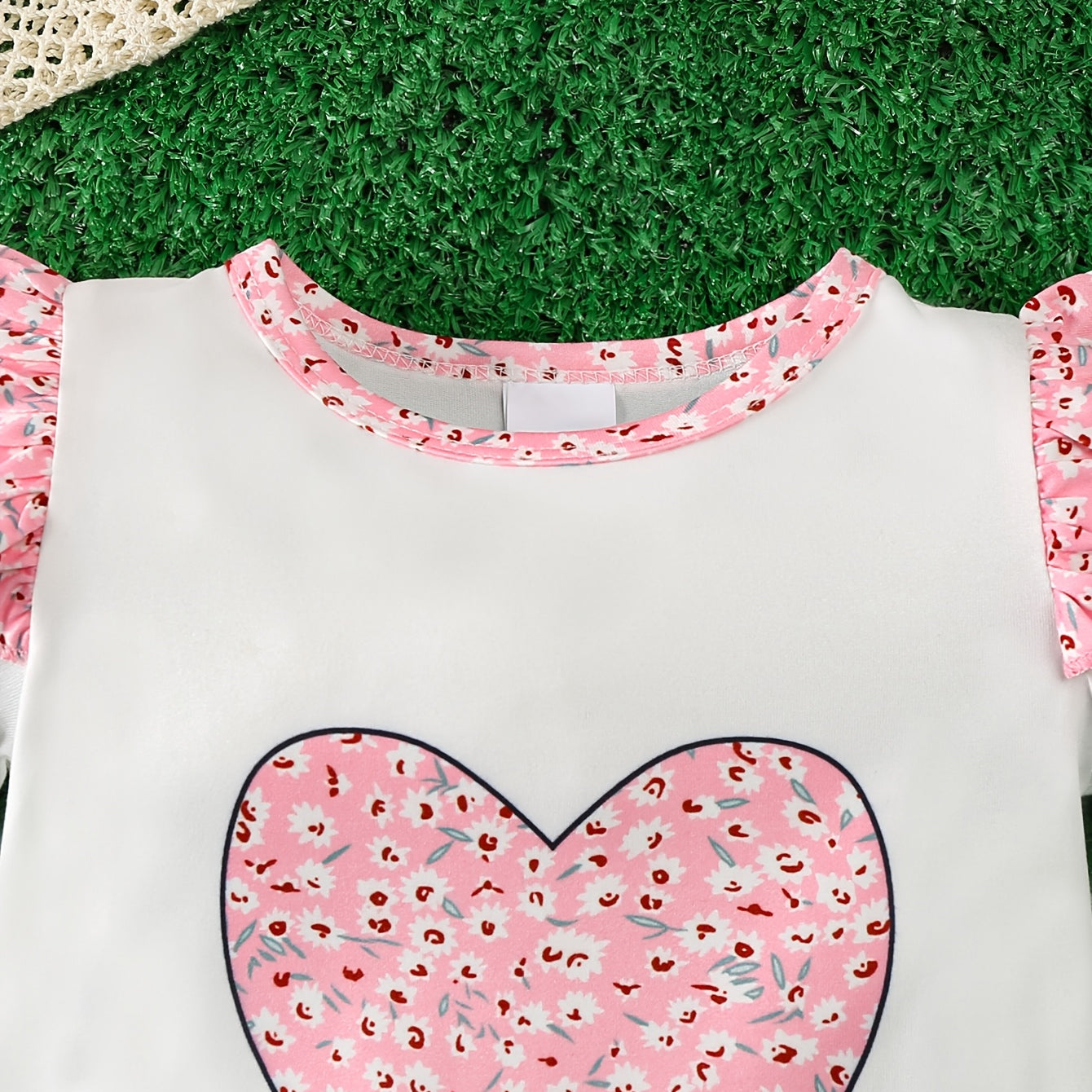 3PCS Charming Heart Print Short Sleeve Baby Set