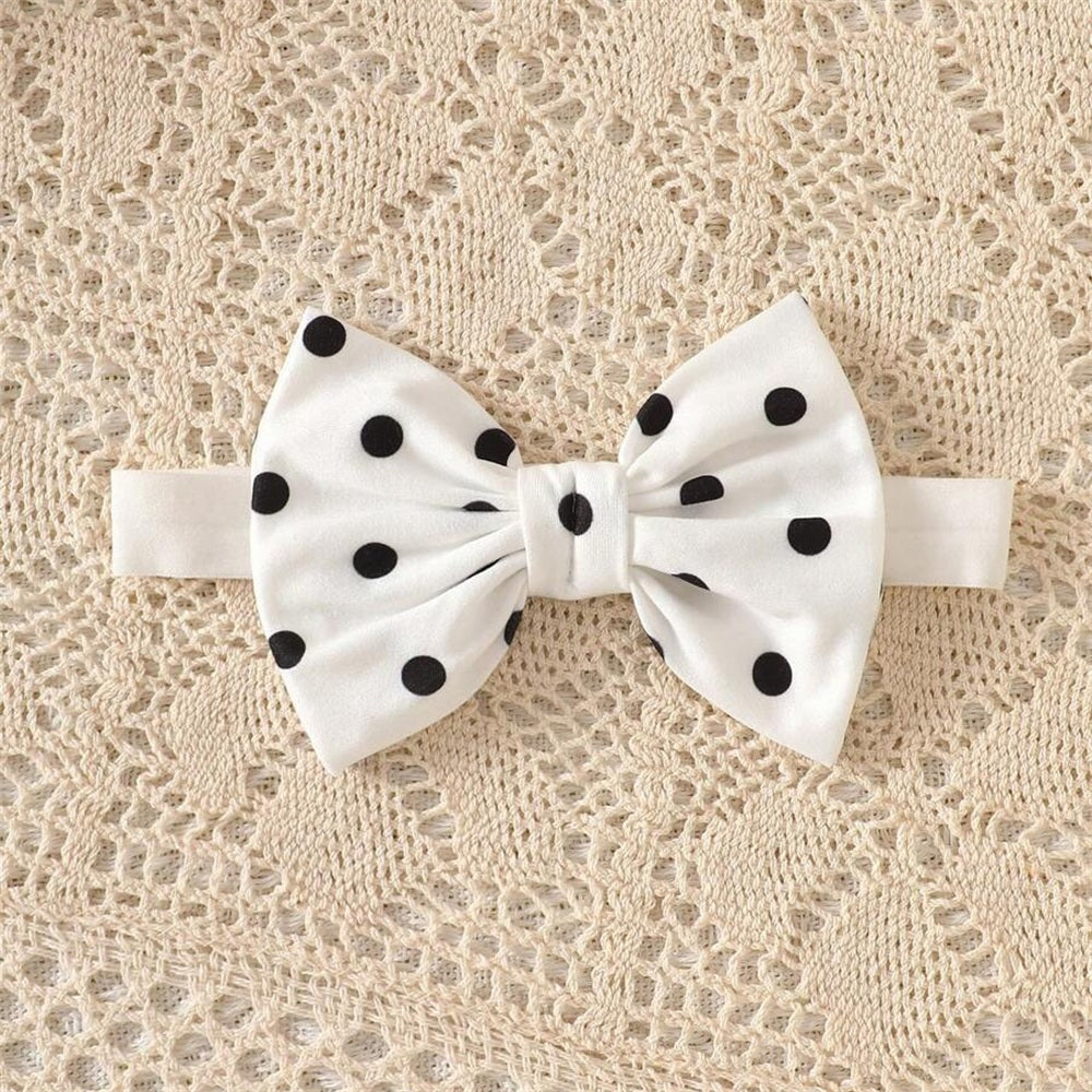 2PCS Cute Polka Dots Print Flutter Sleeve Baby Romper