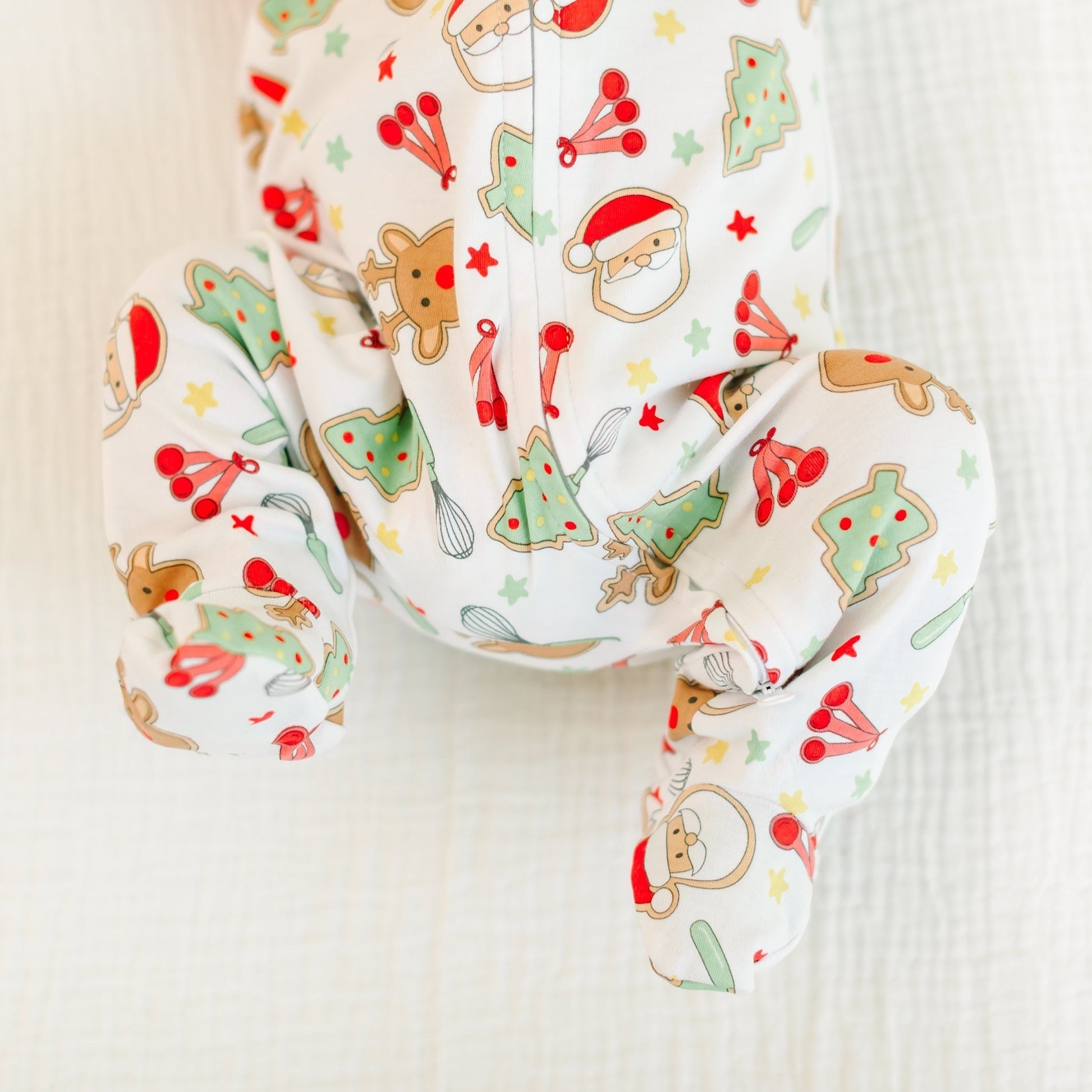 Christmas Santa Claus Elk Printed Zipper Baby Jumpsuit