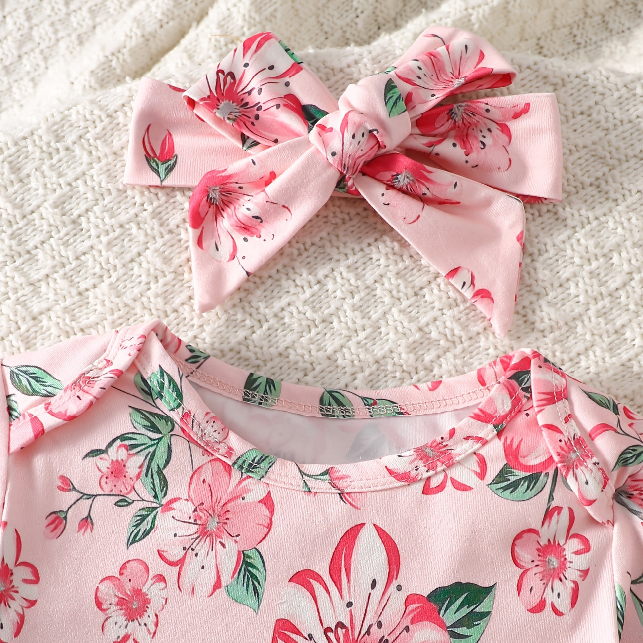 Baby Girl Floral Long Sleeve 3 Pc Outfit Set
