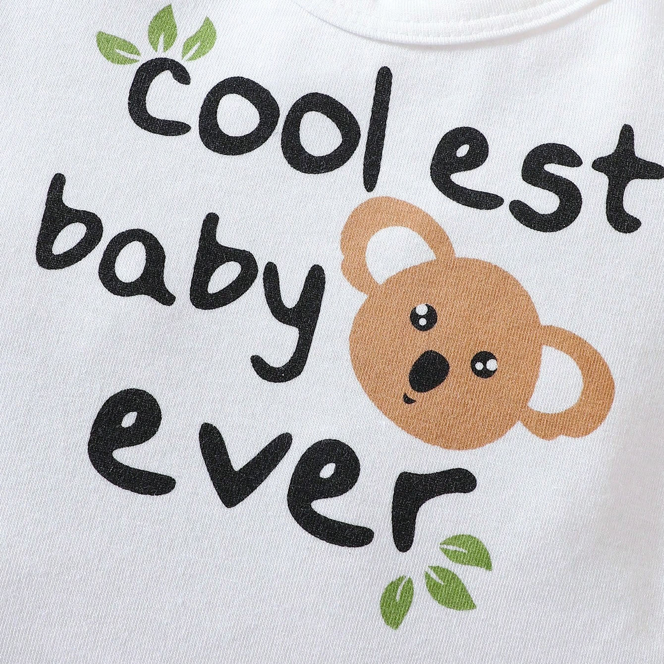 3PCS Casual Coolest Baby Ever Letter Koala Printed Baby Set