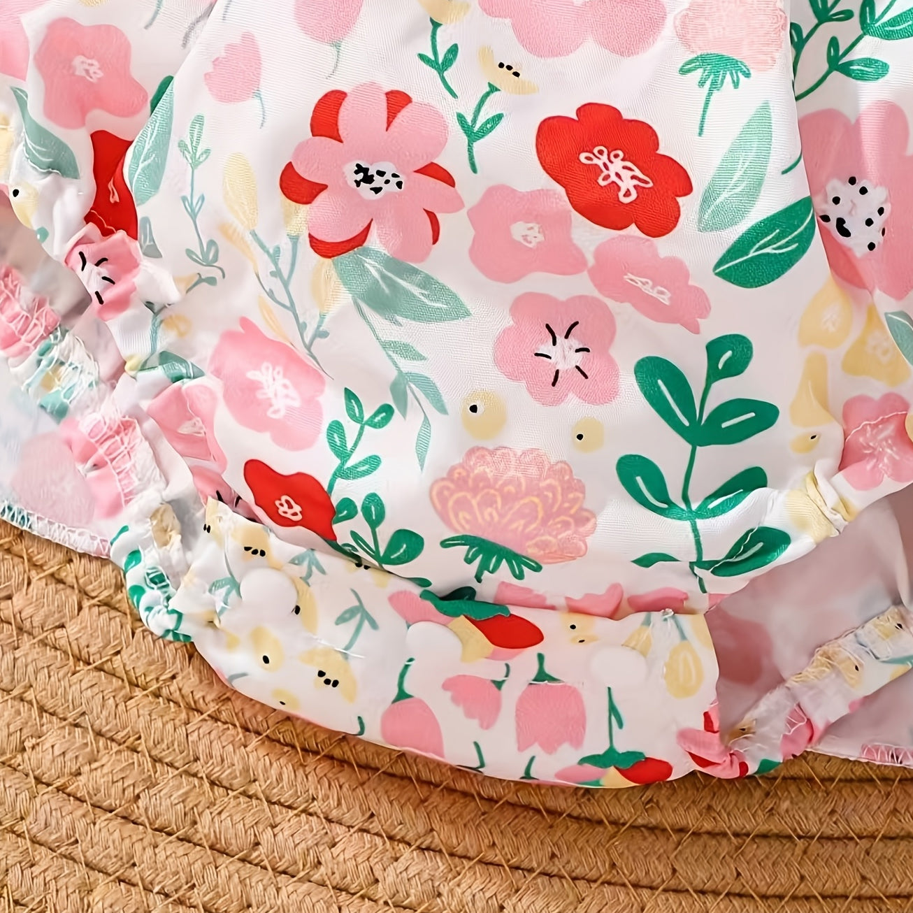 2PCS Gorgeous Floral Print Sleeveless Baby Romper With Hat