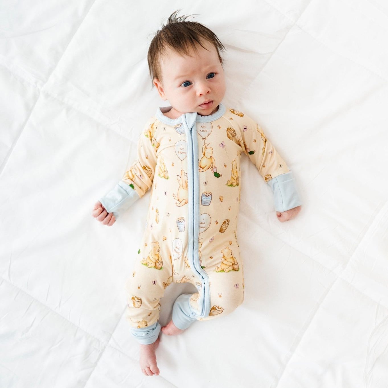 Adorable Bear Printed Long Sleeve Zipper Baby Jumpsuit