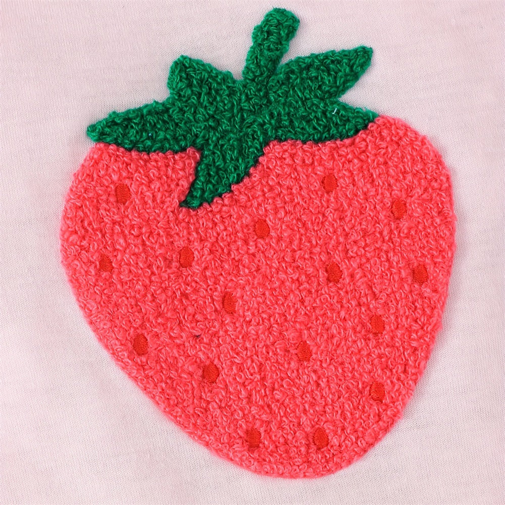 4PCS Strawberry Print Striped Long Sleeve Baby Set
