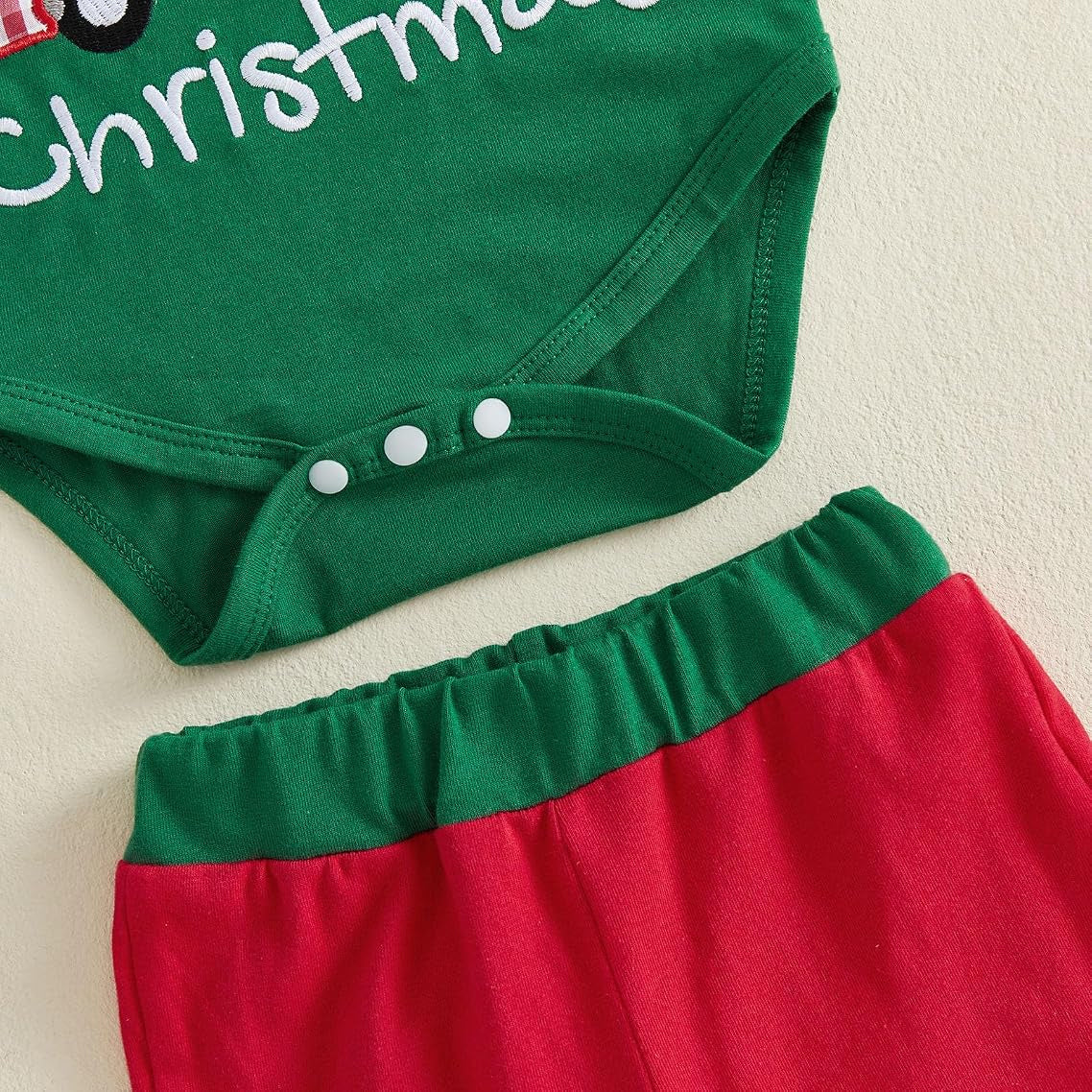 3PCS Cute My First Christmas Letter Tractor Tree Embroidered Baby Boy Set