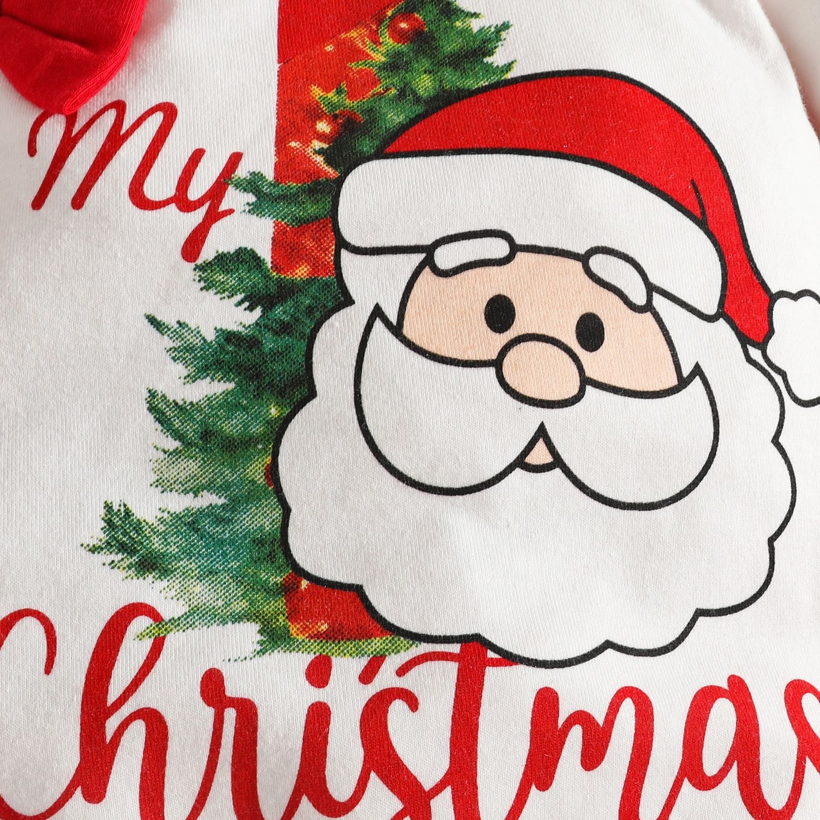 2PCS My 1st Christmas Letter Santa Claus Printed Baby Jumpsuit