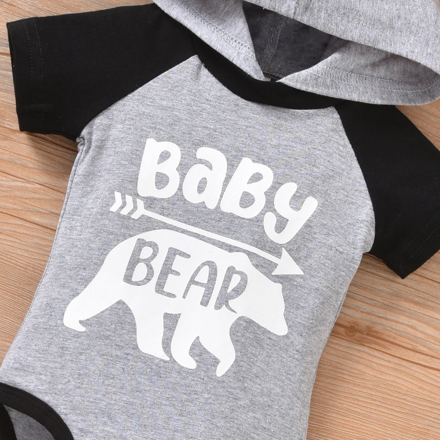 2PCS Baby Bear Letter Printed Hoodie Baby Set