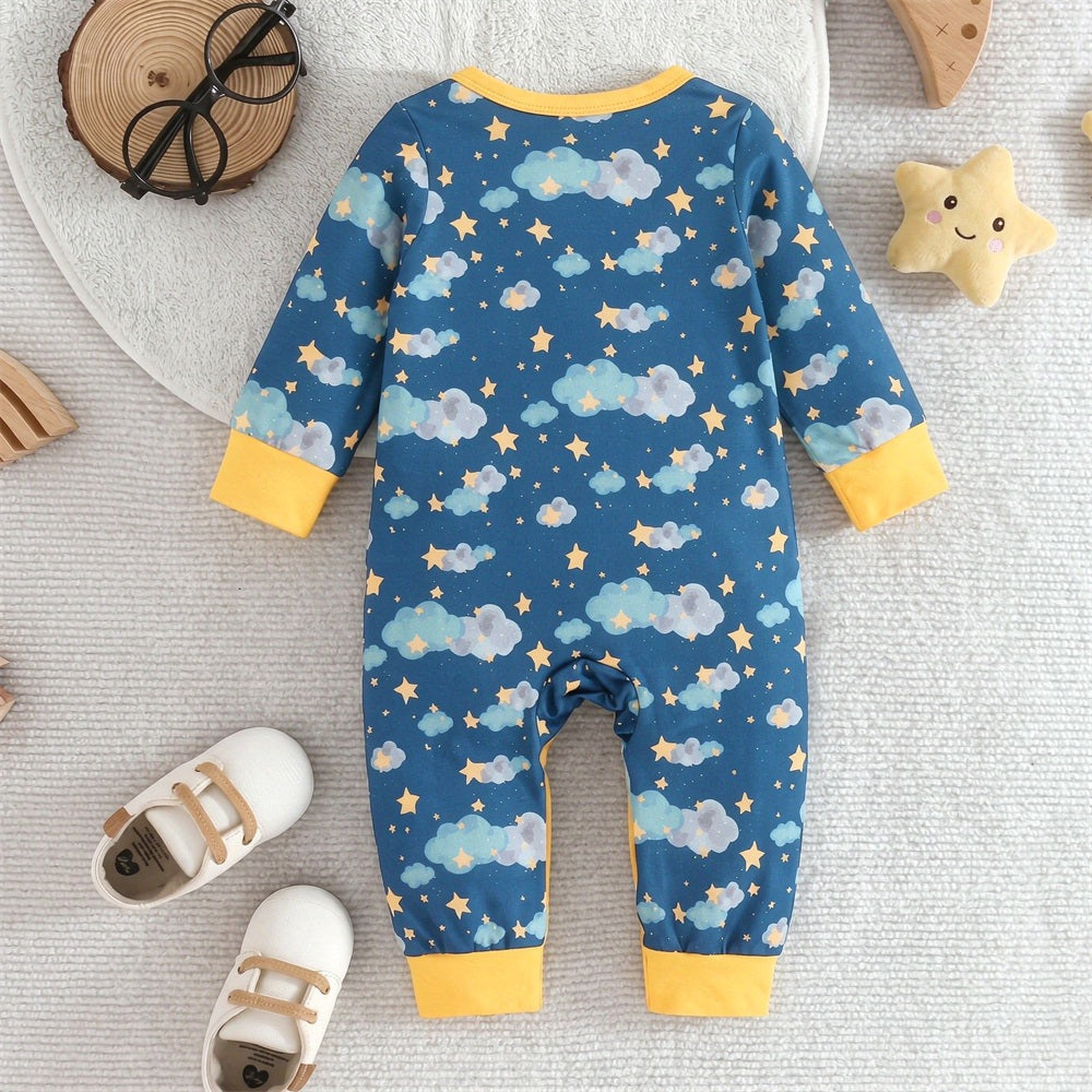 Lovely Cloud Printed Long Sleeve Baby Jumpsuit