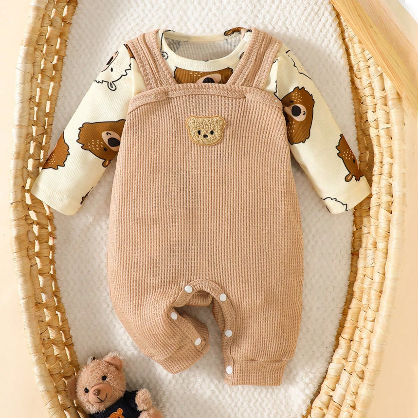2PCS Lovely Bear Printed Long Sleeve Baby Set